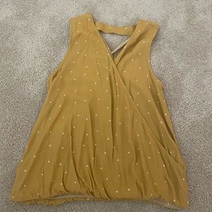 Lush yellow top with white polka dots, S